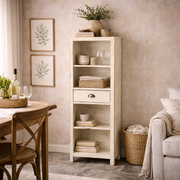 Heritage Tall Bookcase, Distressed White
