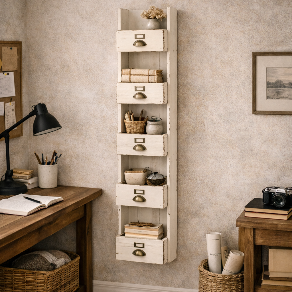 Heritage Wall Cubby Storage, Distressed White