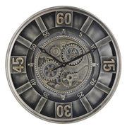 Vintage Spintime Pewter Cog Clock 60cm