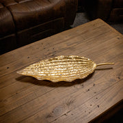 Gold Metal Leaf Tray - 62 cm