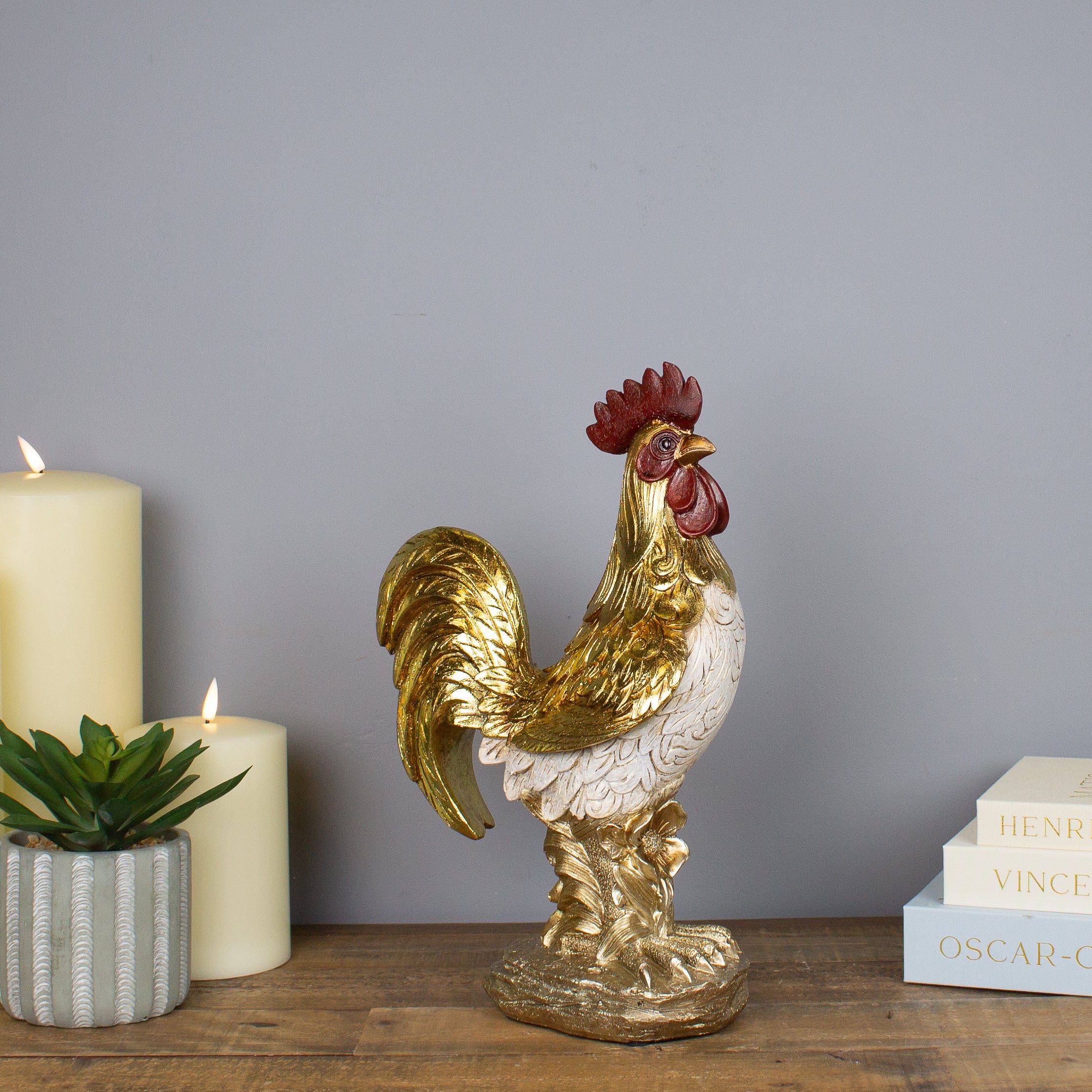 Resin Cockerel Sculpture 36 cm
