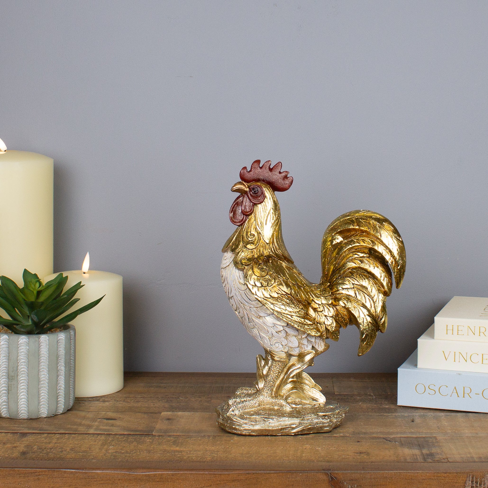 Resin Cockerel Sculpture 30 cm