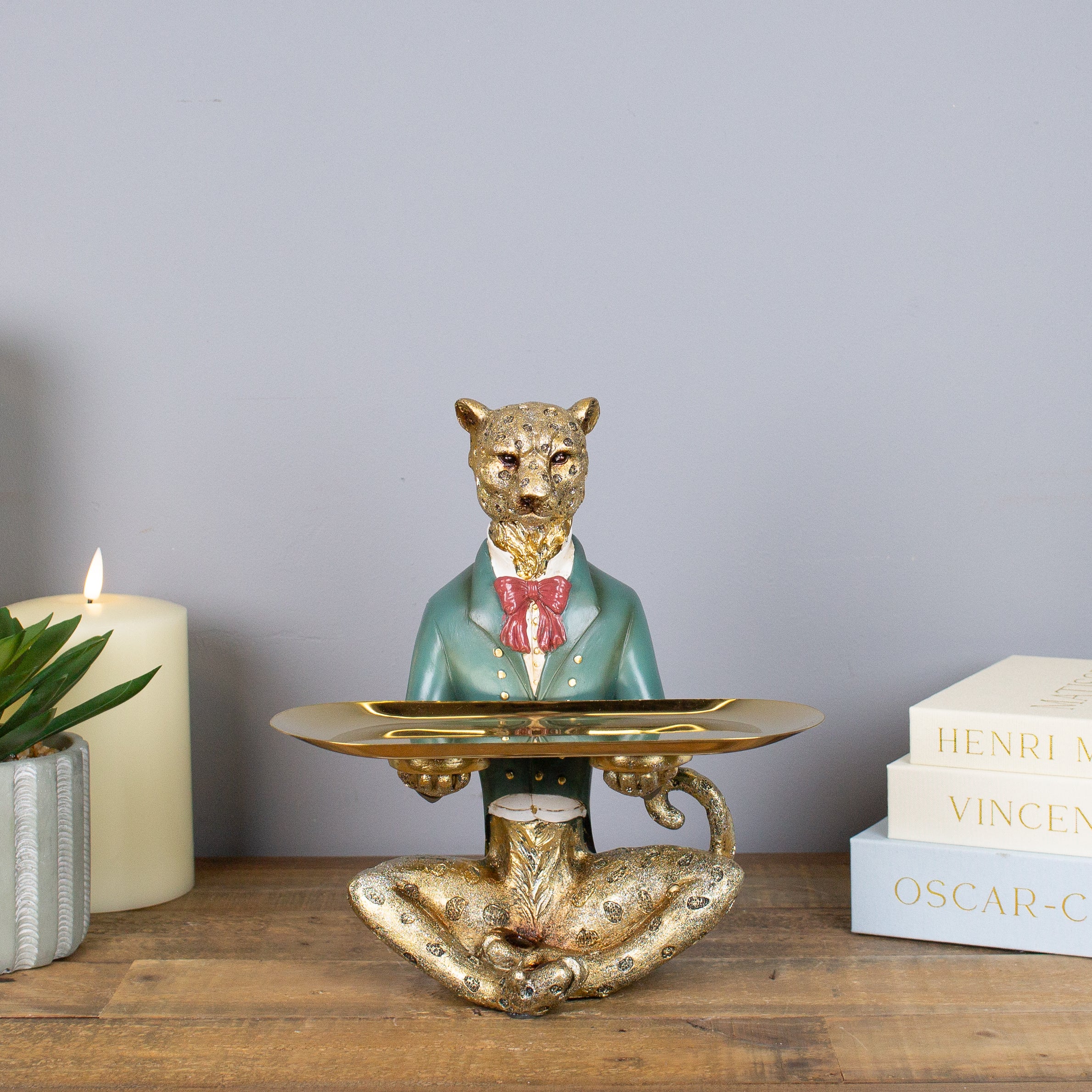 Gold Leopard Butler Sculpture