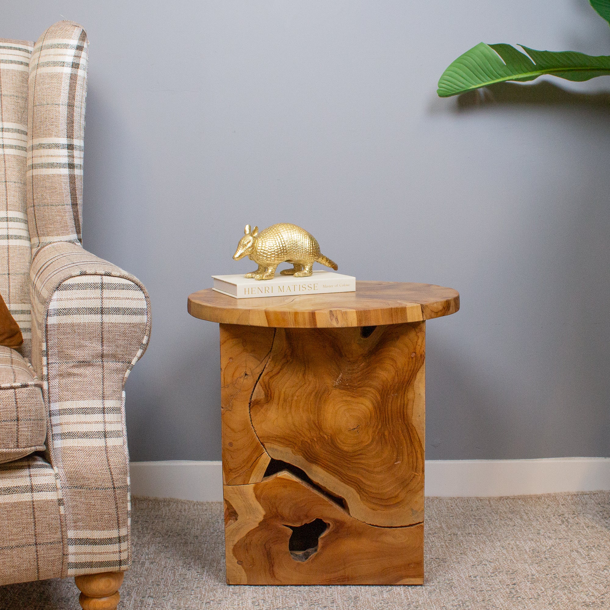Teak Slice Round Side Table