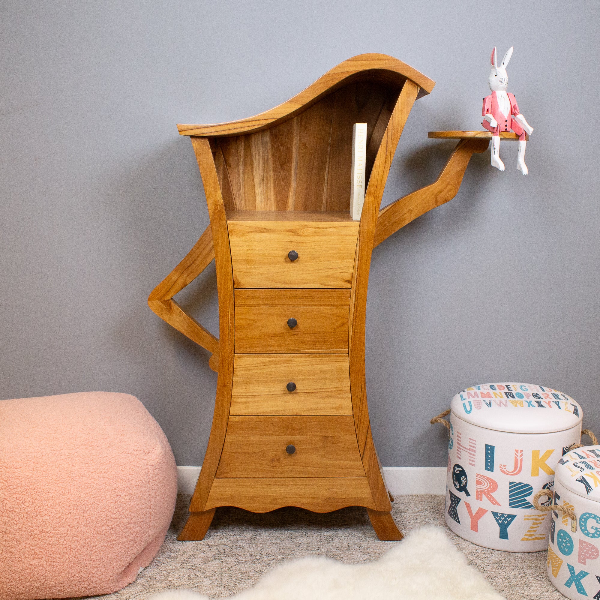 Matilda Teak Chest with Bookshelf