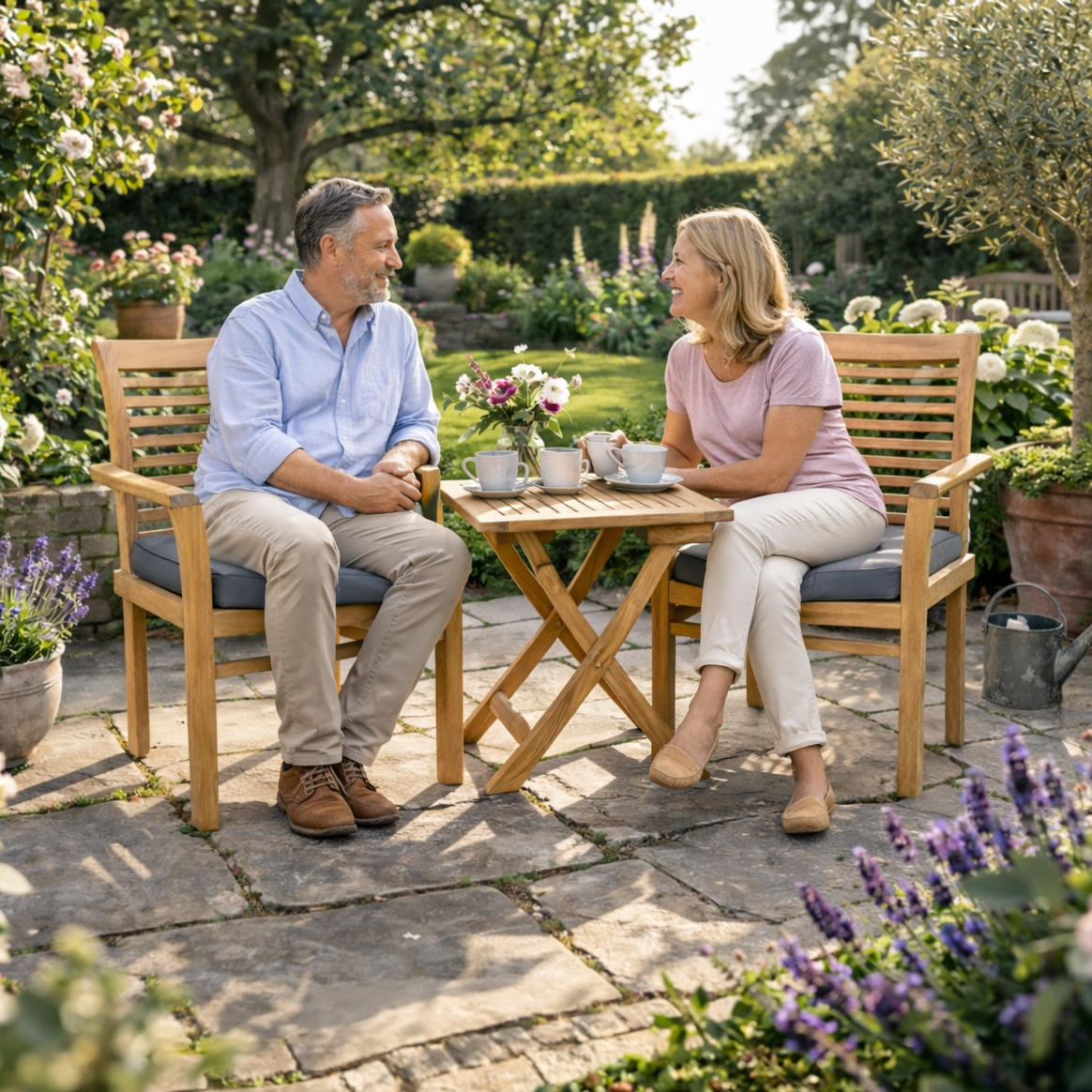 Lemington Teak Garden Companion Set with Grey Cushions