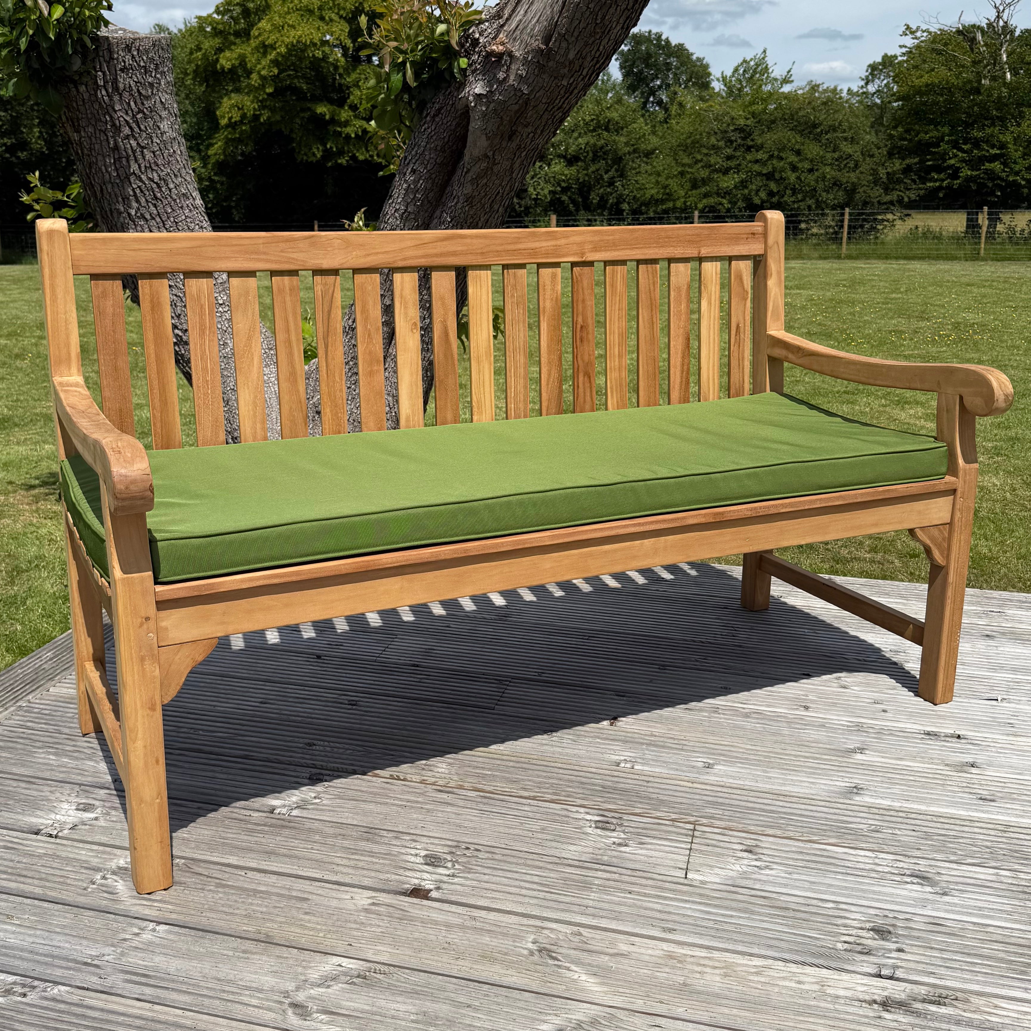Westminster Teak Garden Bench 150cm With Green Cushion
