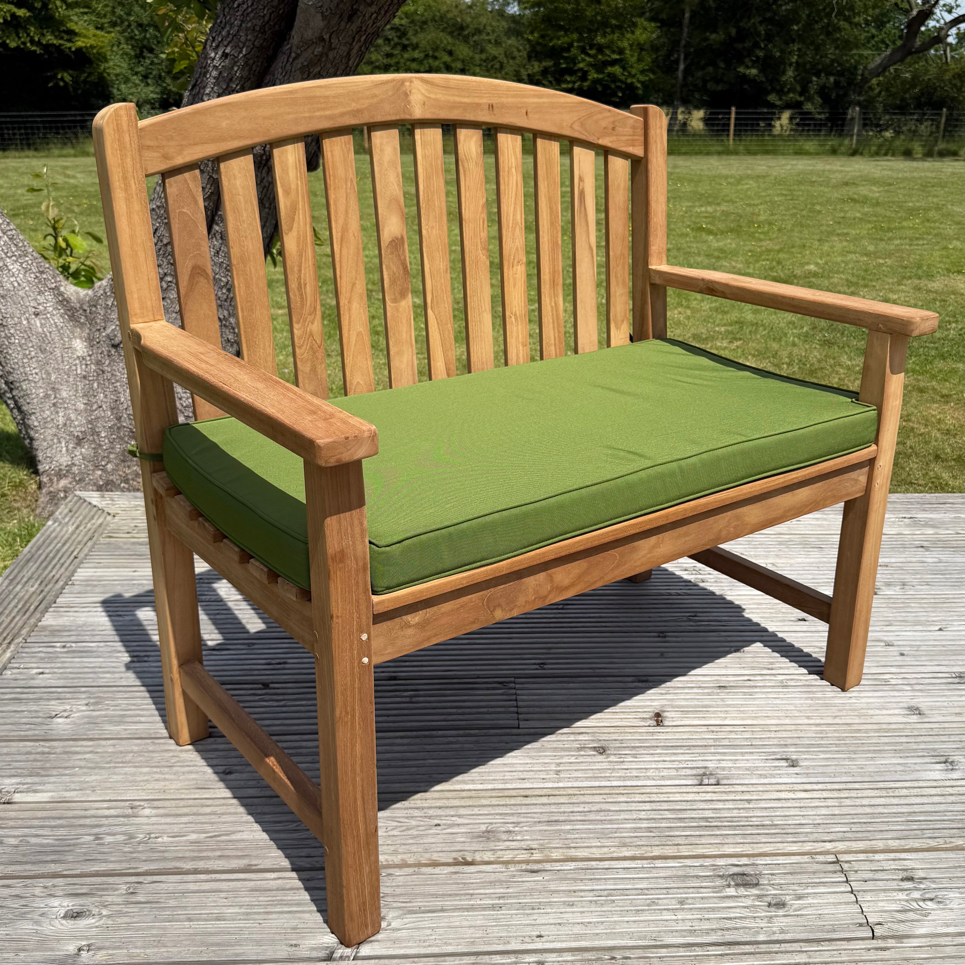 Windsor Bow Back Teak Garden Bench 100cm With Cushion